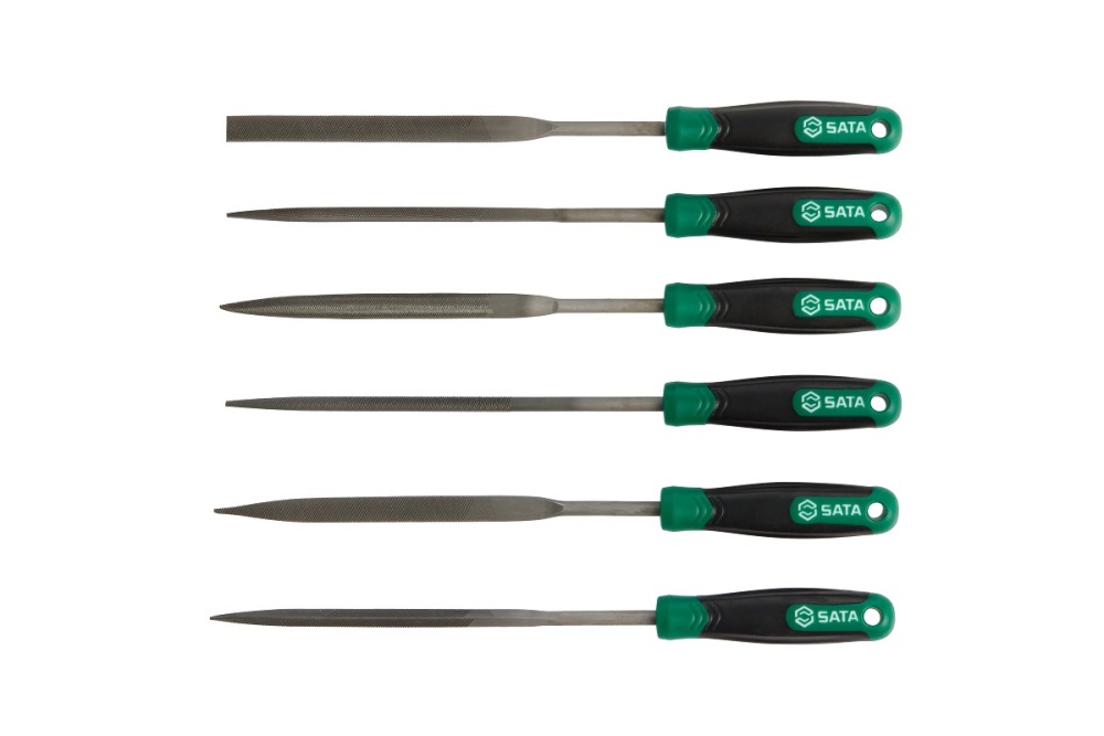03702 SATA 6Pc. Rubber Grip File Set 4x160MM