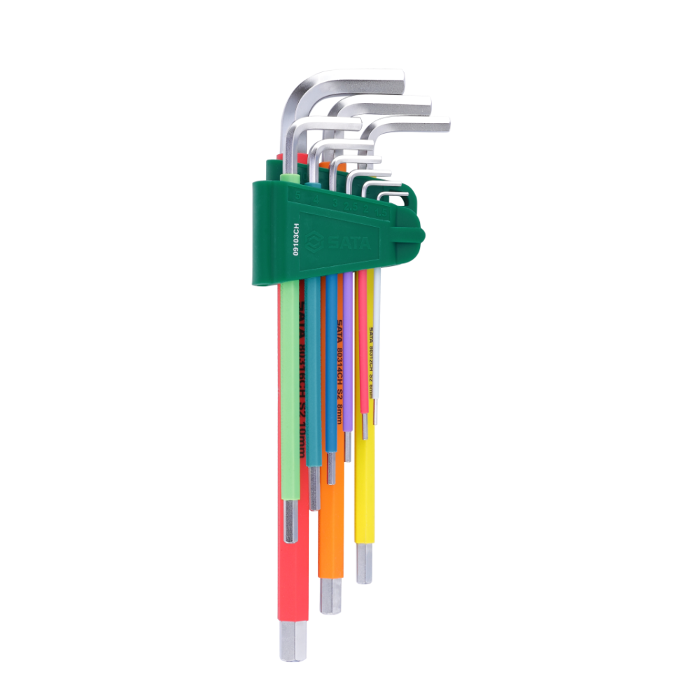 09103CH SATA Color Series 9Pc.Extra Long Hex Key Set