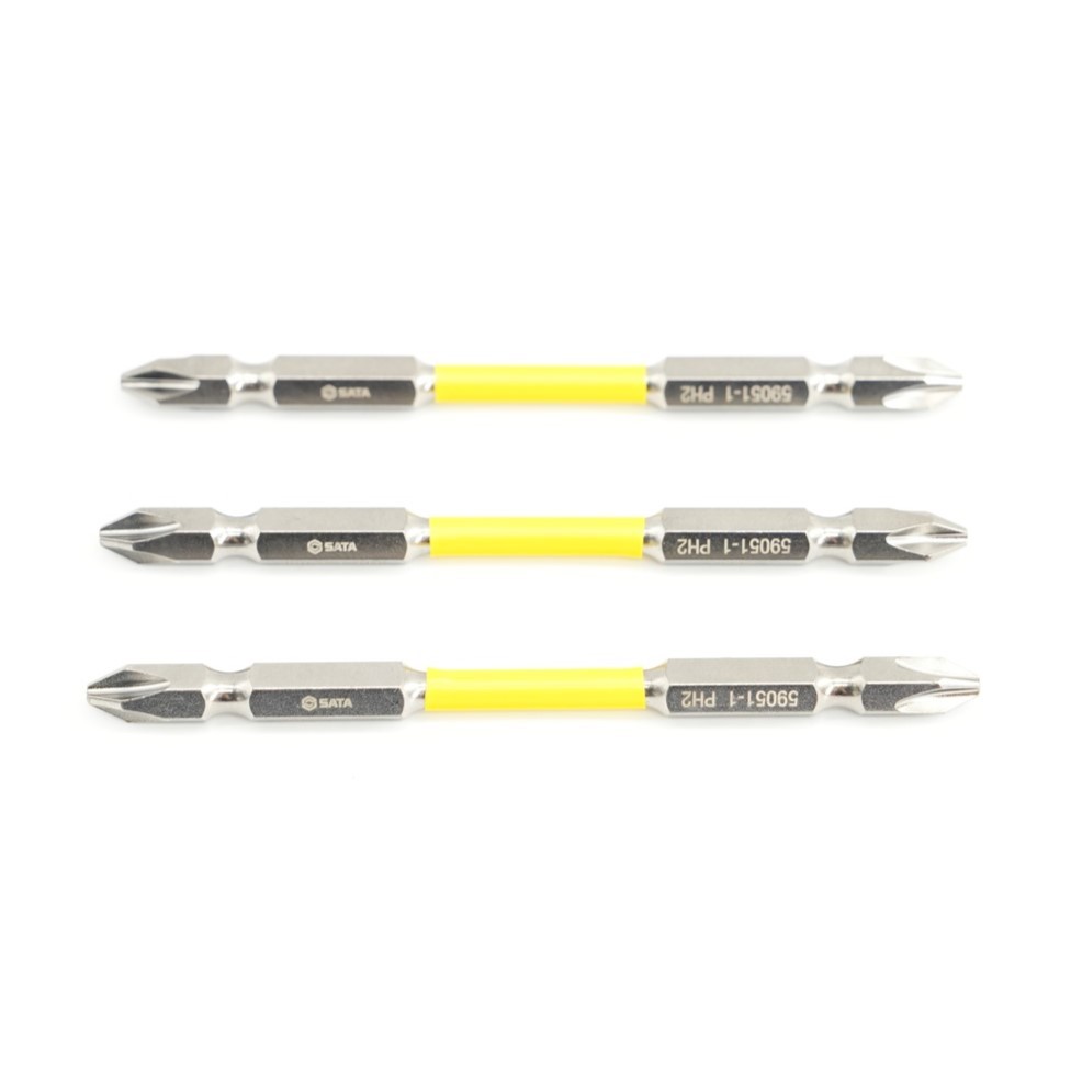 59051 SATA 3Pc. 1/4" Hex Shank Double End Impact Bits, 100mm Length, #2/#2