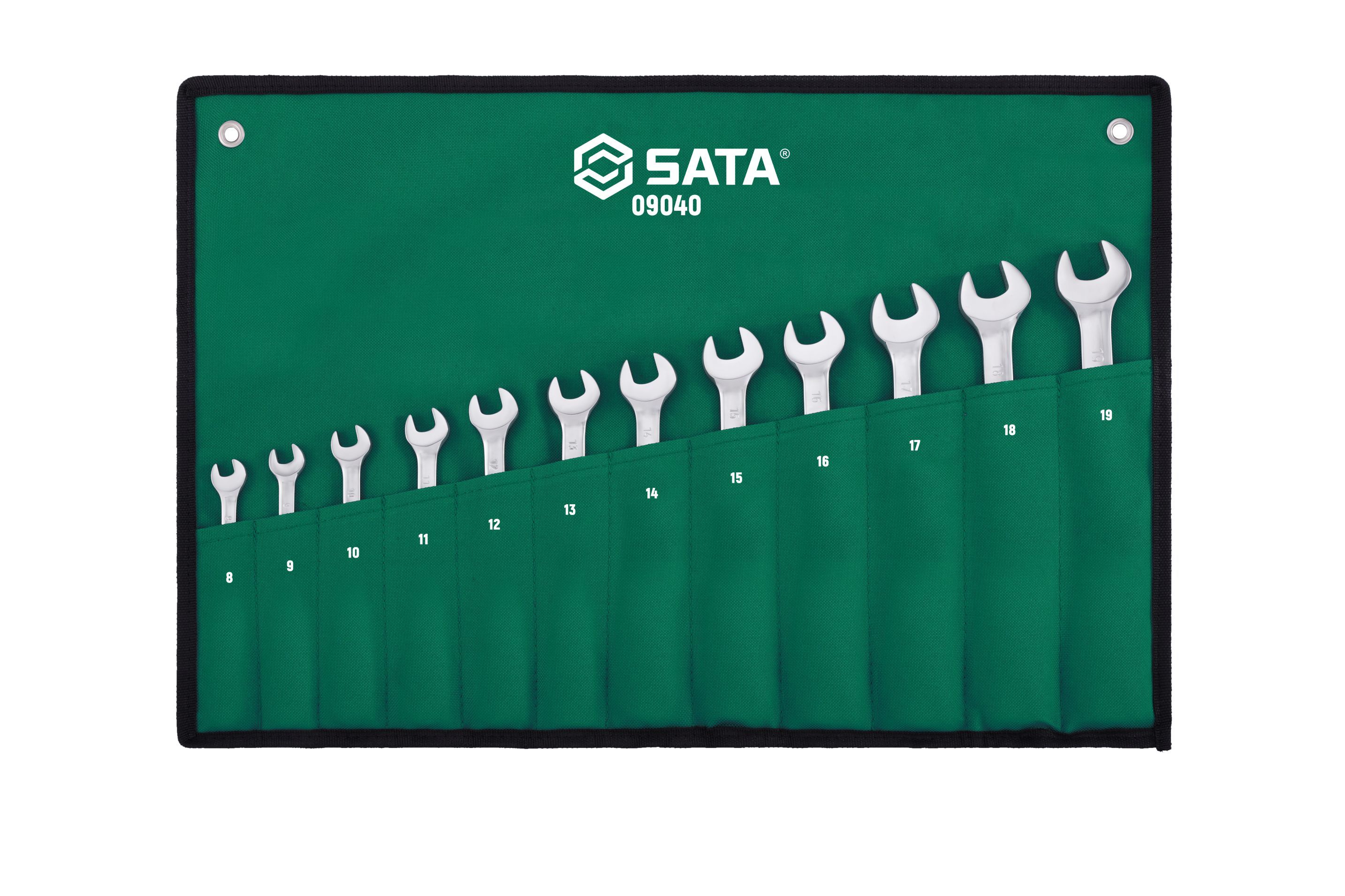 09040 SATA 12Pc. Full Polish Combination Ratcheting Wrench Set