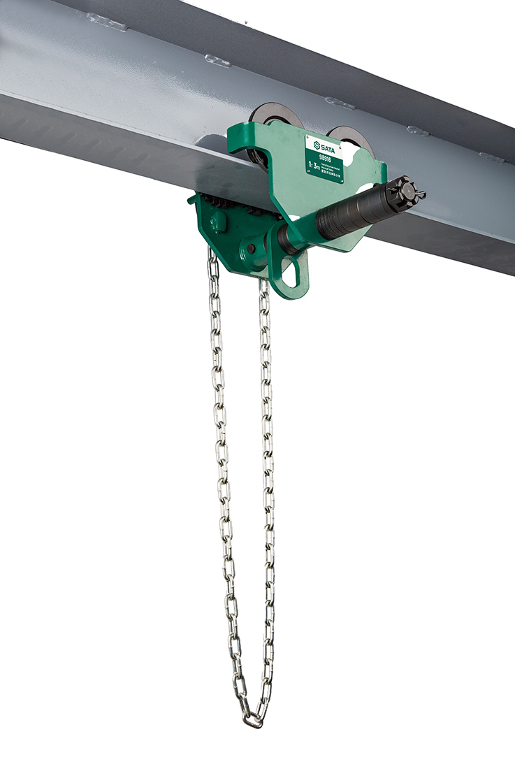 98919 SATA Heavy Duty Hand Geared Monorail Trolley 4T 3m