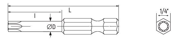59126-50 SATA 10Pc. 1/4" Bits, 50MM Length, T30