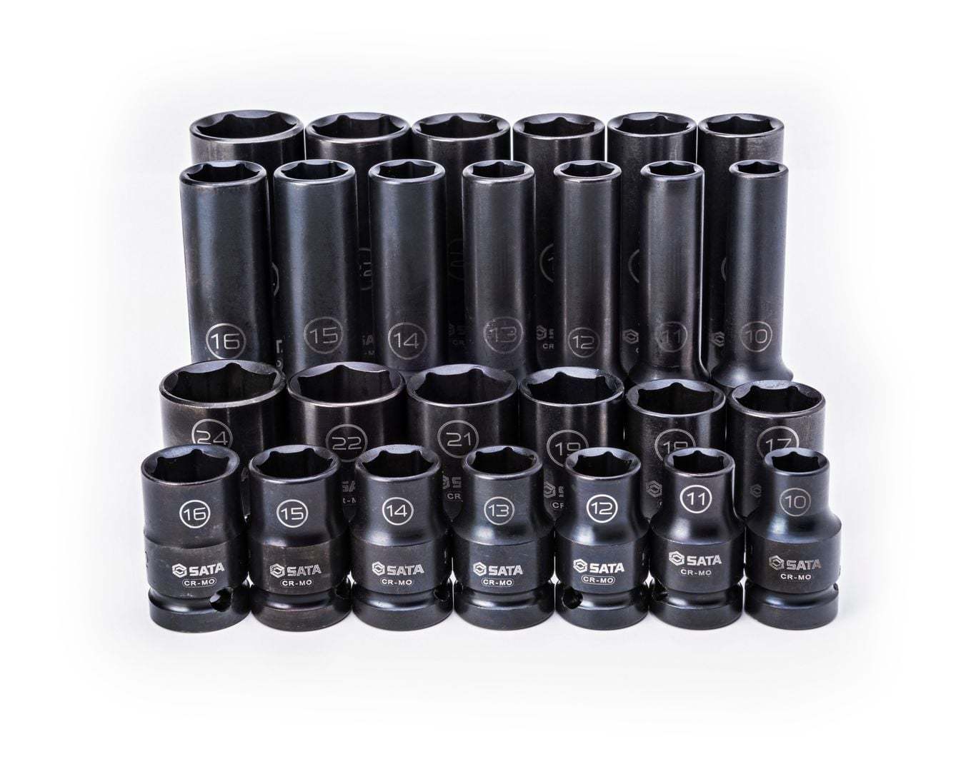ST34399T SATA 26Pc. 1/2" Drive 6 Point Metric Standard & Deep Thin Wall Impact Socket Set