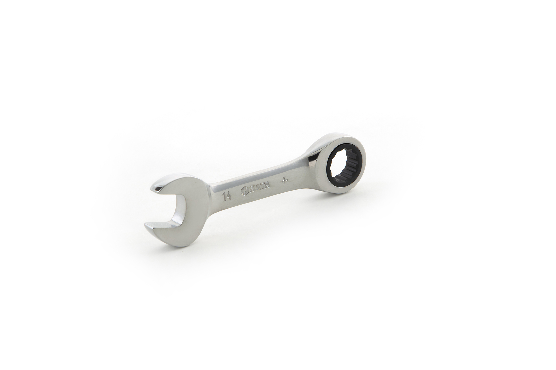 43308 SATA Full Polish Stubby Ratcheting Wrench 17MM