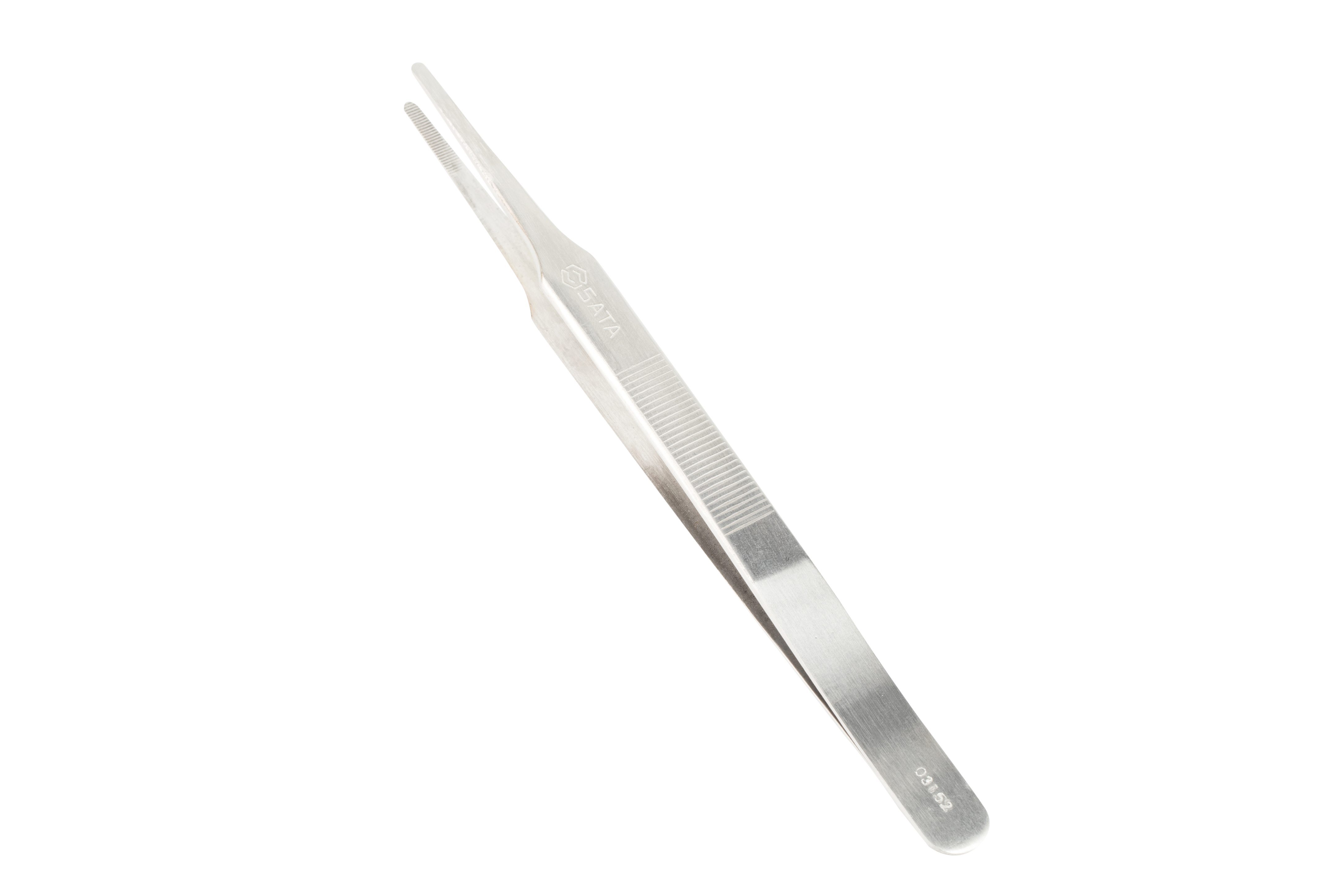 03152 SATA Flat Round Tips Tweezers, Serrated Grips 175MM