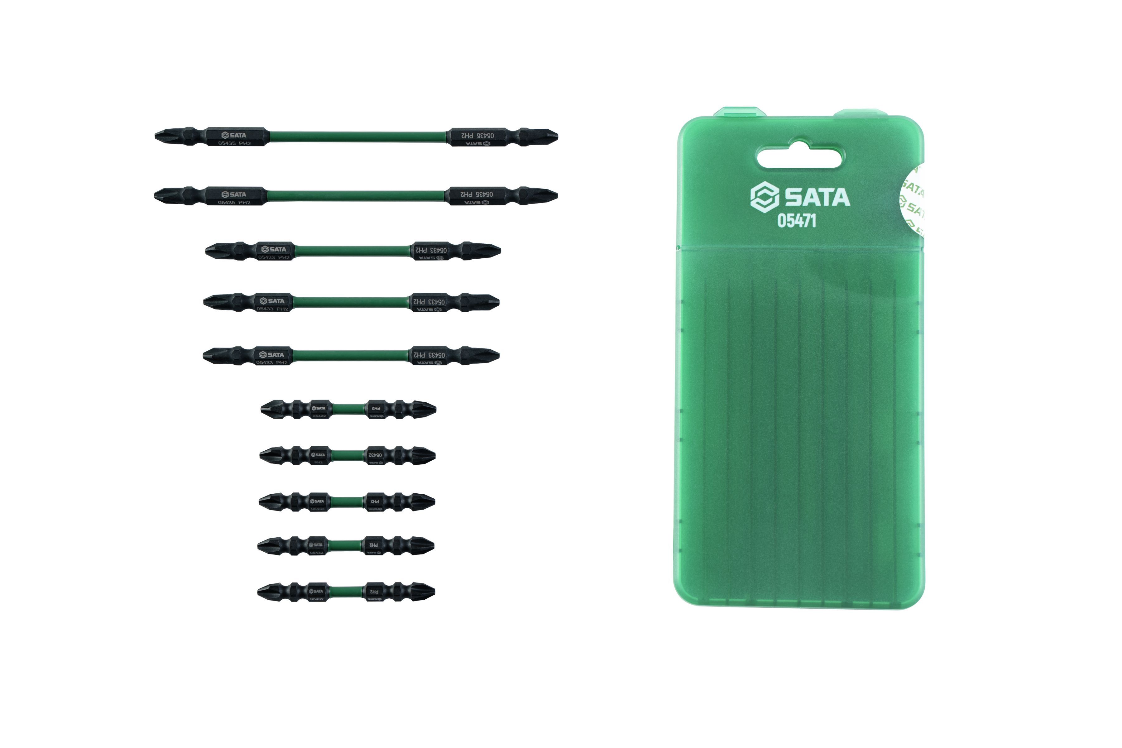 05471 SATA 10 PC 6.3mm bi-head impact bits #2 m-p