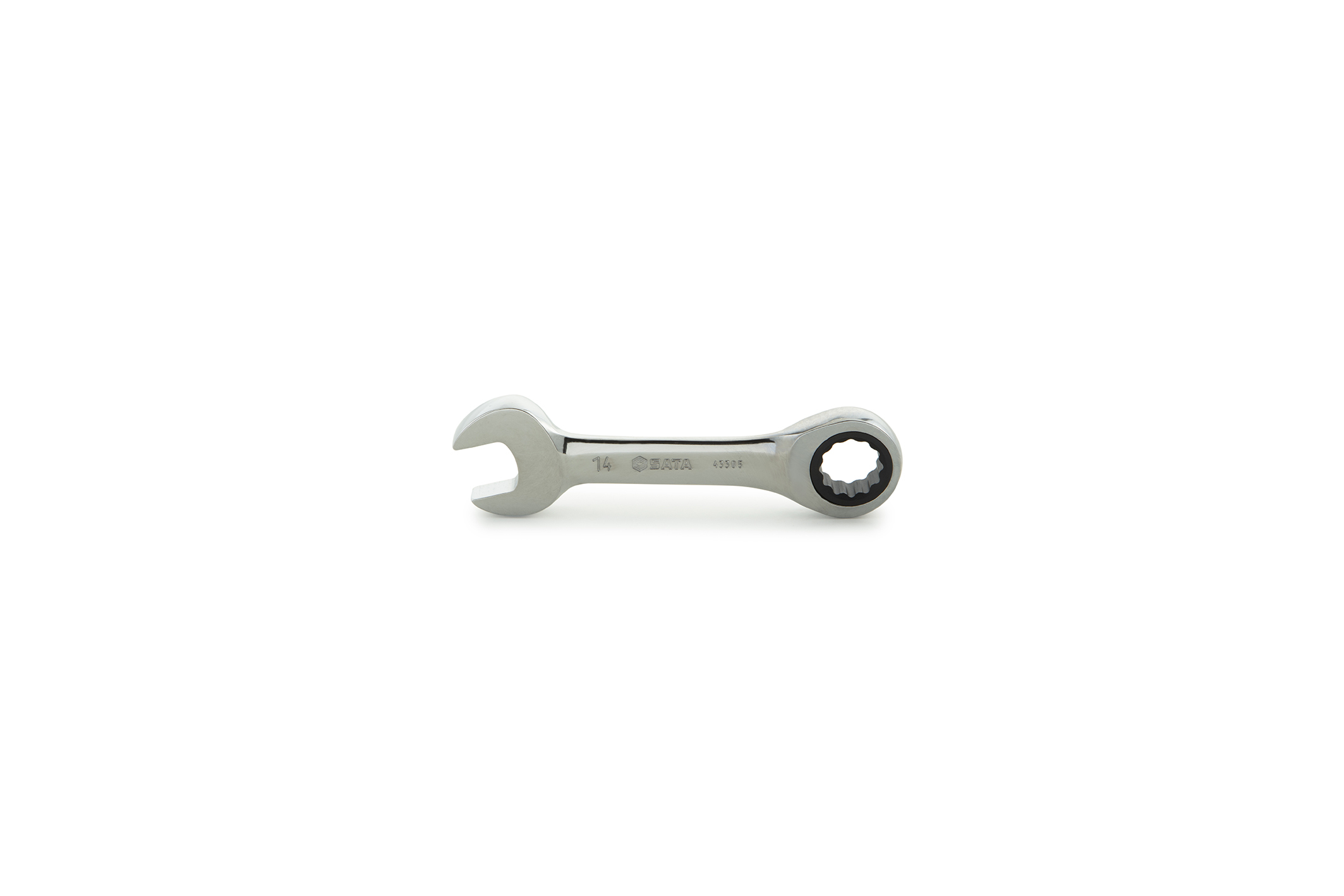 43310 SATA Full Polish Stubby Ratcheting Wrench 19MM