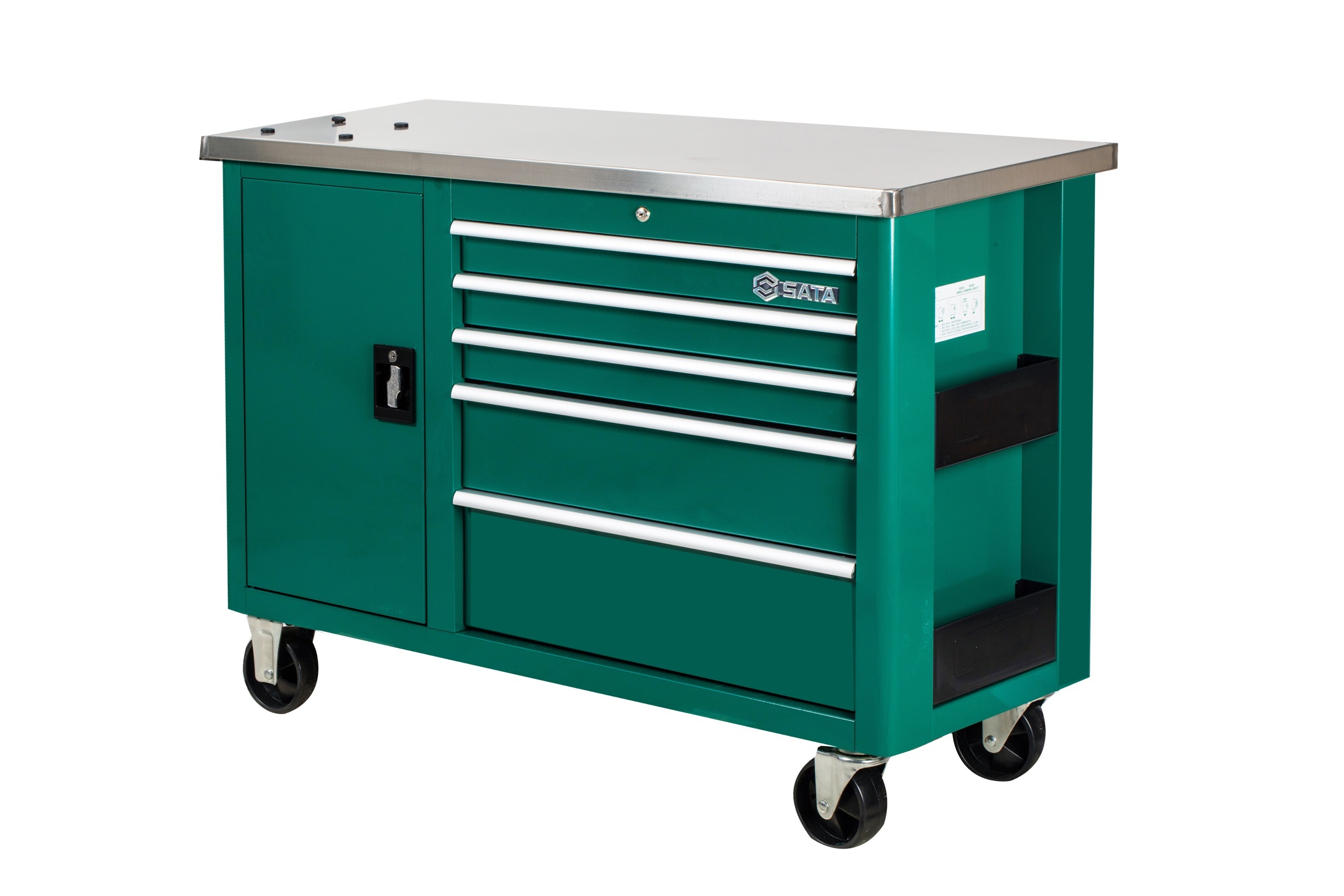 95208 SATA 5-Drawer Tool Cart 47" with Stainless Steel Workbench 1180x480x860MM