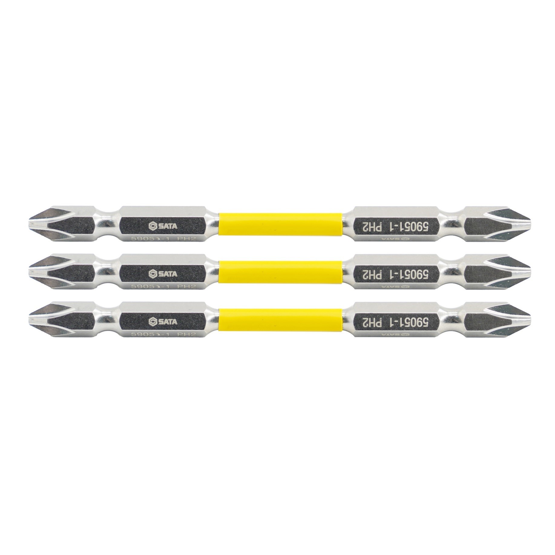 59051 SATA 3Pc. 1/4" Hex Shank Double End Impact Bits, 100mm Length, #2/#2