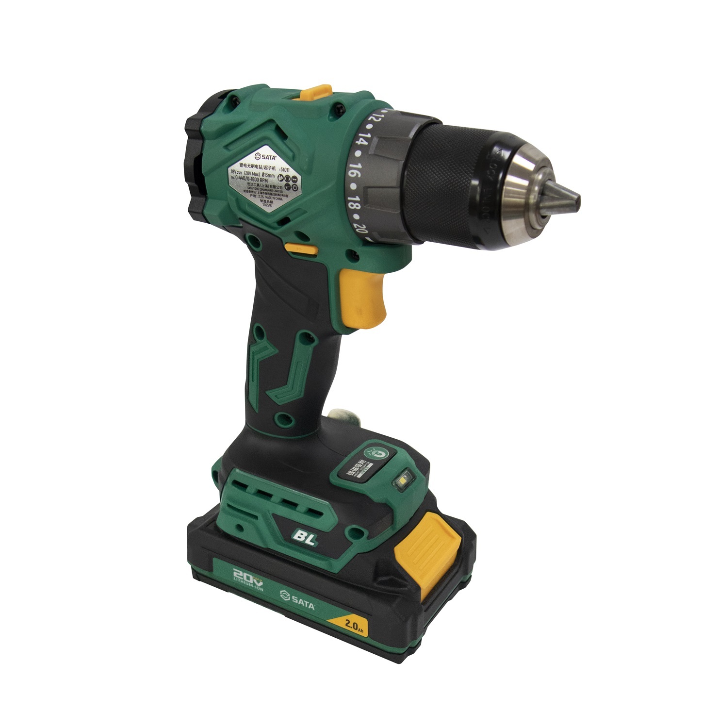 151011 SATA 20V Li-Ion Brushless Drill/ Screwdriver (2.0Ah*2)  （GB standard plug）