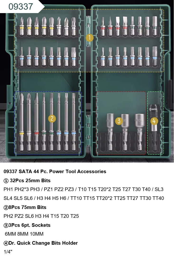 09337 SATA 44 Pc. Power Tool Accessories