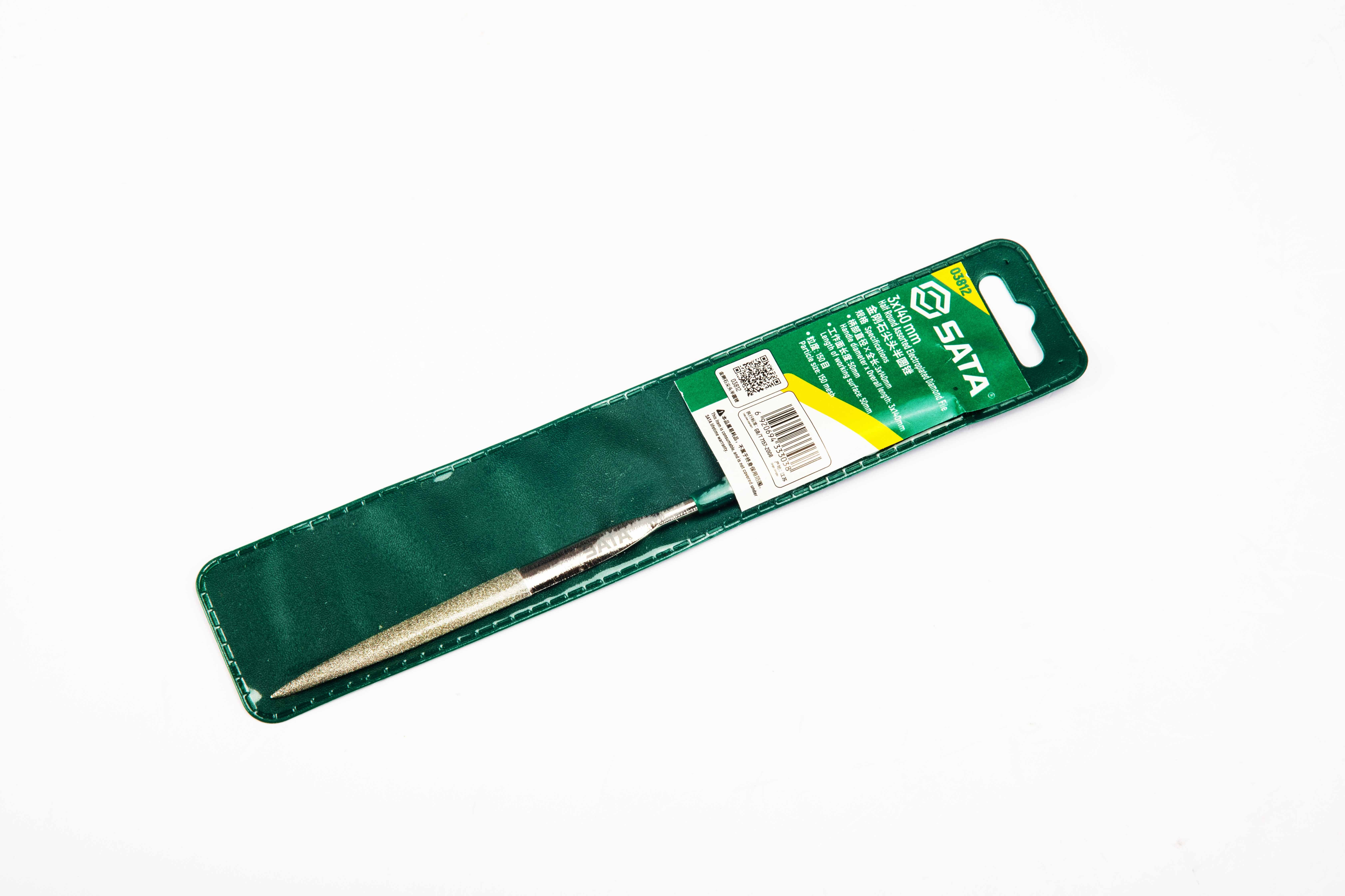 03812 SATA Diamond Pointed Half Round Needle File 3x140MM