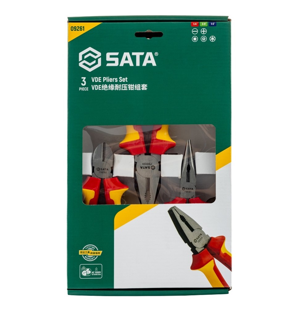 09261 SATA 3Pc. VDE Insulated Pliers Set