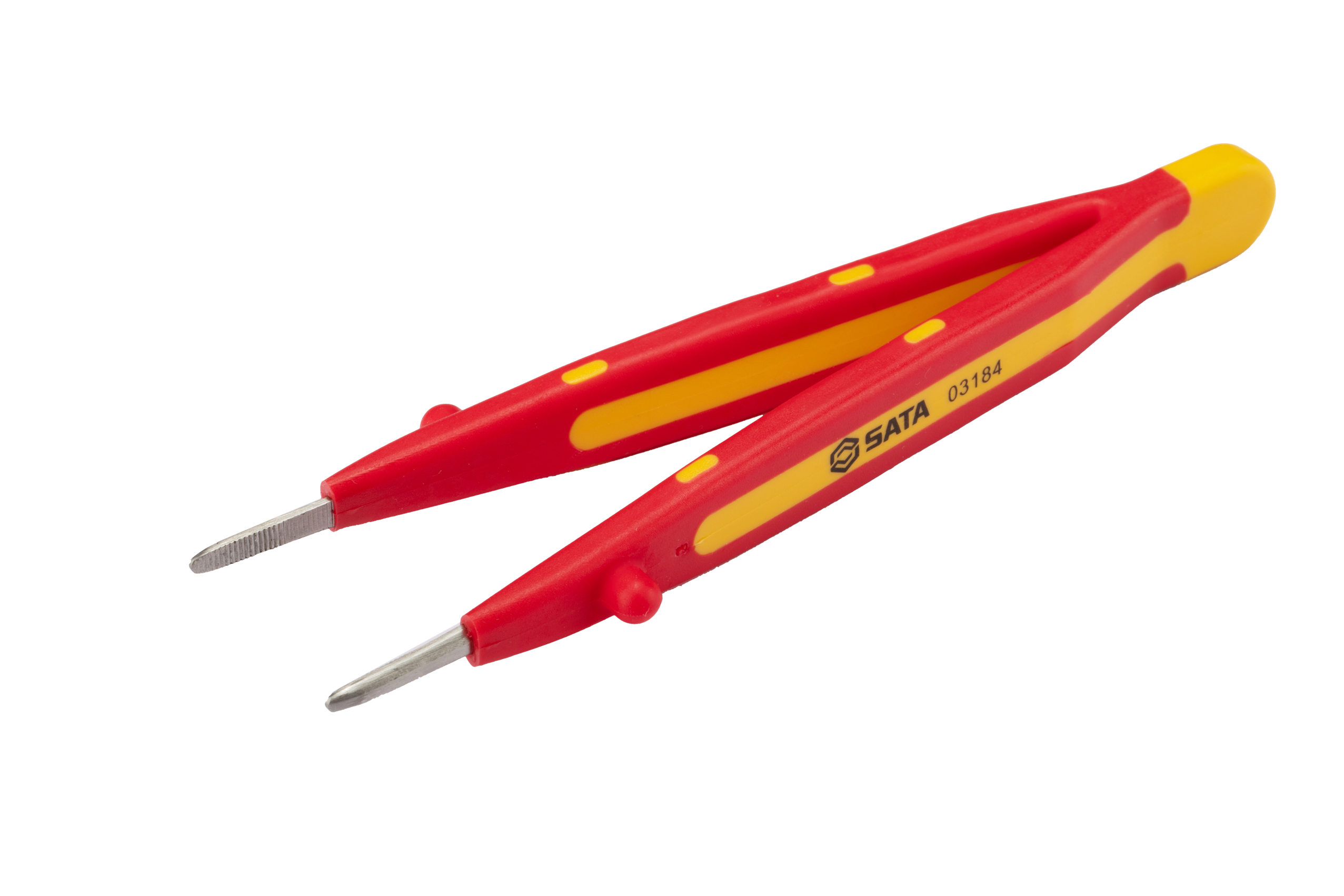 03184 SATA VDE Flat Round Tips Tweezers 145MM