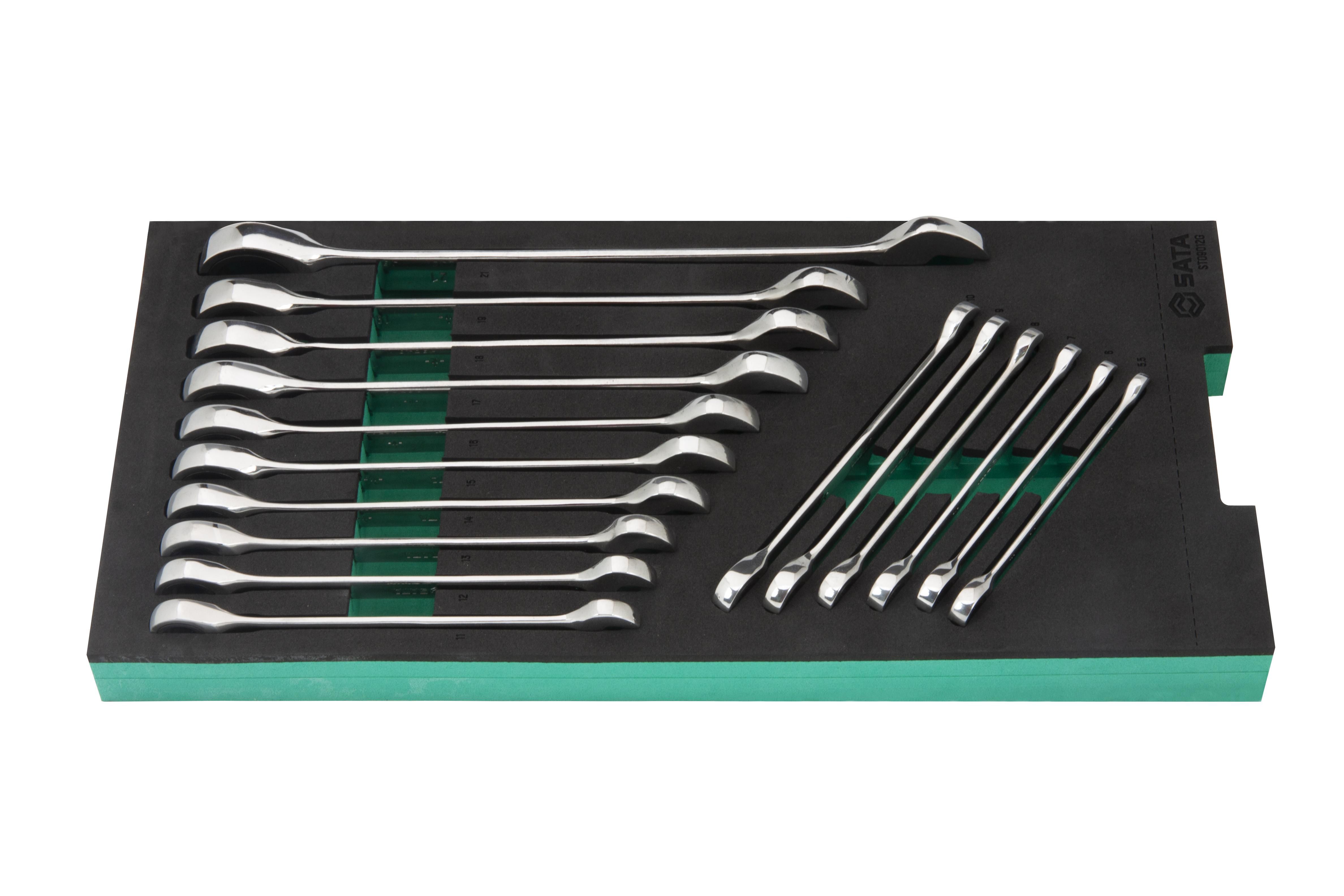 ST09012G SATA 16 Pc. Metric Combination Ratcheting Wrench Tray Set