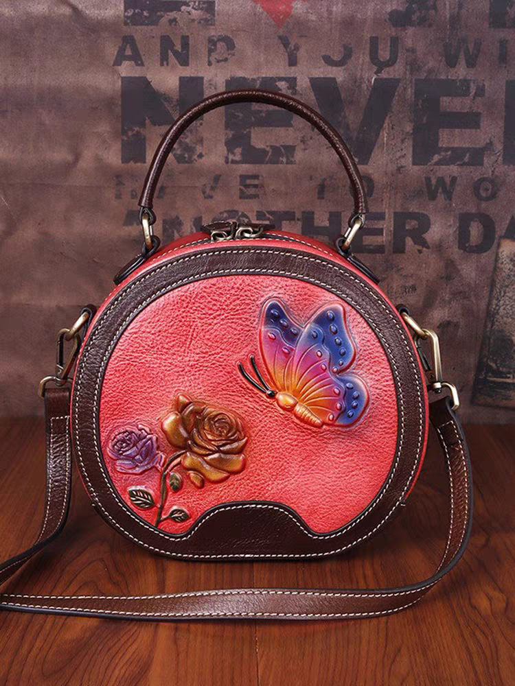 $29.9  Handmade genuine leather small round bag