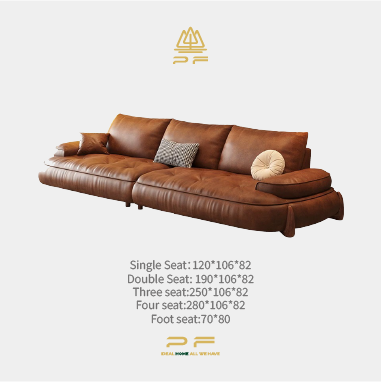 Modern Curved Faux Leather Sofa LMOOLE with Down - Filled Cushions