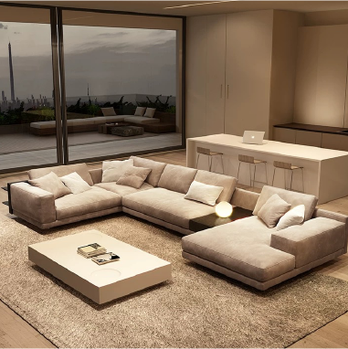 High - end Designer Sectional Sofa GHIKLE with Plush Down and Solid Wood Frame