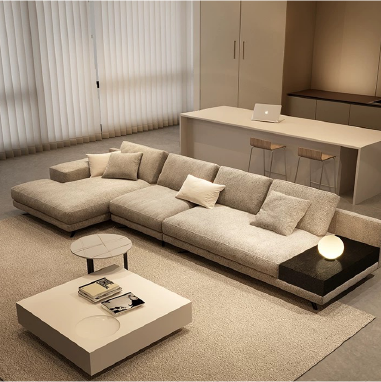 High - end Designer Sectional Sofa GHIKLE with Plush Down and Solid Wood Frame