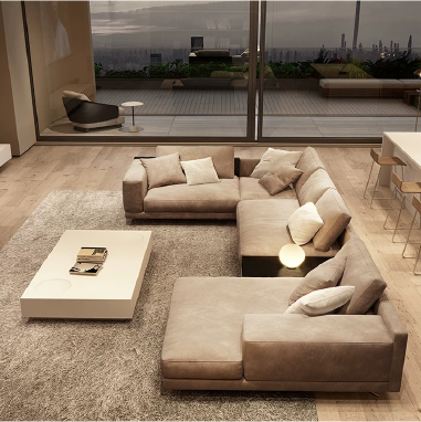 High - end Designer Sectional Sofa GHIKLE with Plush Down and Solid Wood Frame