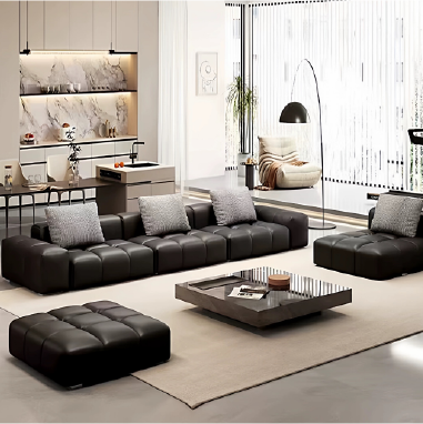 Pixel - Inspired Straight - Row Leather Designer Sofa MNEKDH