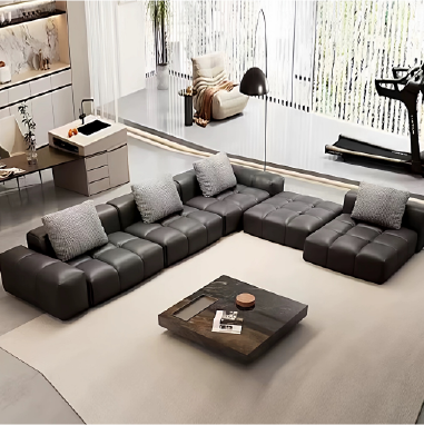 Pixel - Inspired Straight - Row Leather Designer Sofa MNEKDH