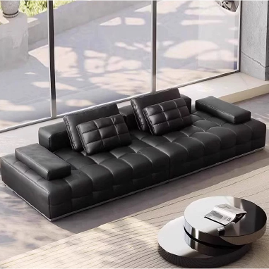 Deep - Seated Modular Straight - Row Designer Leather Sofa PKIENG