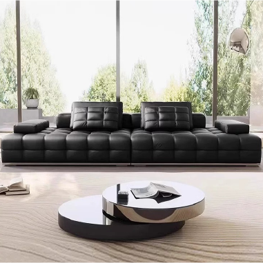Deep - Seated Modular Straight - Row Designer Leather Sofa PKIENG