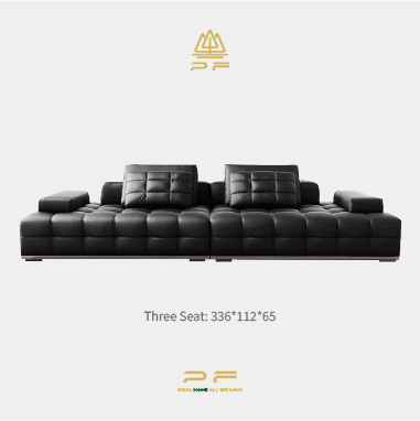 Deep - Seated Modular Straight - Row Designer Leather Sofa PKIENG