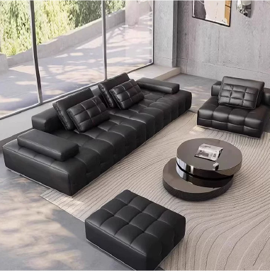 Deep - Seated Modular Straight - Row Designer Leather Sofa PKIENG