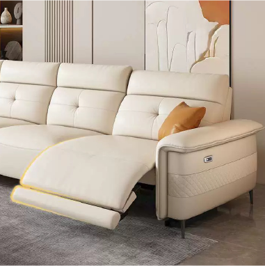 Leather Sofa Convertible to Recliner with Multiple Functions LHEKDB
