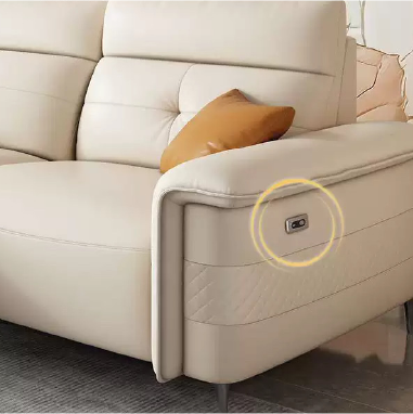 Leather Sofa Convertible to Recliner with Multiple Functions LHEKDB