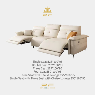 Leather Sofa Convertible to Recliner with Multiple Functions LHEKDB