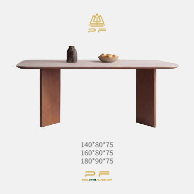 Modern - style Dining Table PDKUE with Solid Wood Veneer and Frosted Rock Slab