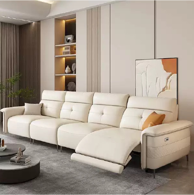 Leather Sofa Convertible to Recliner with Multiple Functions LHEKDB