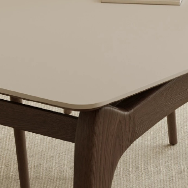 Contemporary - styled Dining Table NHDOE with Arc - shaped Legs and Rock Slab Top