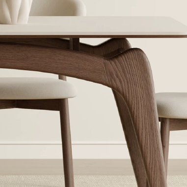 Contemporary - styled Dining Table NHDOE with Arc - shaped Legs and Rock Slab Top
