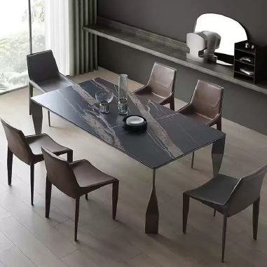 Contemporary - style Dining Table IDGKEL with Irregular - designed Legs and 12mm Rock Slab Top