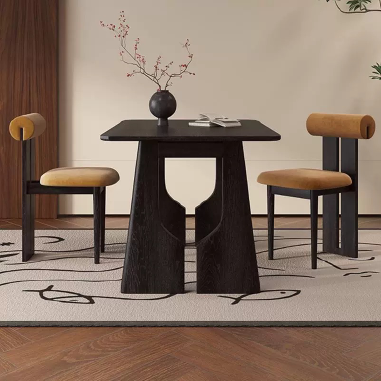 Artistic - style Dining Table LDPWIM with Solid Wood Base and Dual - material Top