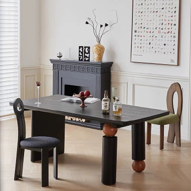 Modern - style Dining Table NHSUG with Creative Round Table Legs and Wood Veneer Top