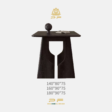Artistic - style Dining Table LDPWIM with Solid Wood Base and Dual - material Top