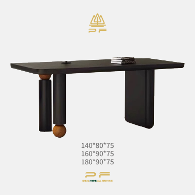 Modern - style Dining Table NHSUG with Creative Round Table Legs and Wood Veneer Top
