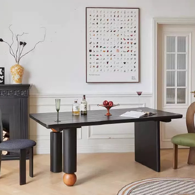 Modern - style Dining Table NHSUG with Creative Round Table Legs and Wood Veneer Top