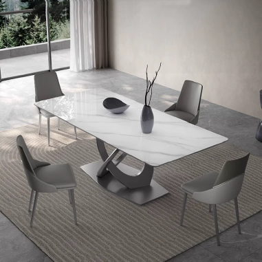 Minimalist Artistic Dining Table LOJNB with Intertwined Ring Base and Sintered Stone Top
