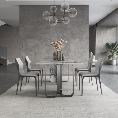 Italian Minimalist Luxury Dining Table BFFHD with Black Titanium Stainless Steel Base