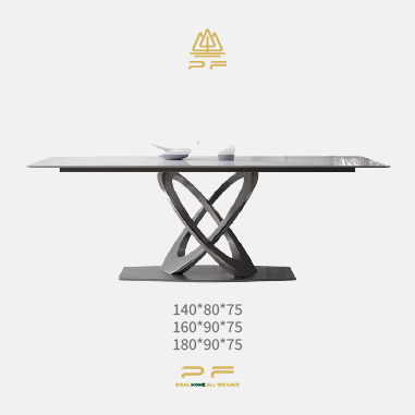 Minimalist Artistic Dining Table LOJNB with Intertwined Ring Base and Sintered Stone Top