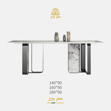 Italian Minimalist Luxury Dining Table BFFHD with Black Titanium Stainless Steel Base