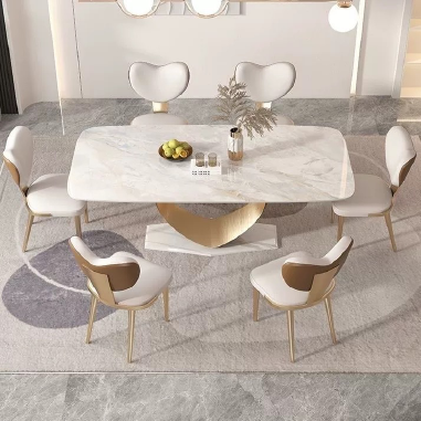 Romantic Heart - Shaped Base Dining Table HNDKDJ with Titanium/Grey Steel - Sintered Stone Top