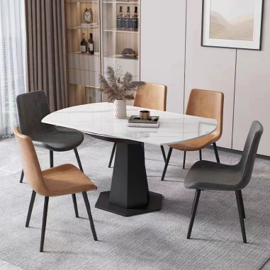 Modern Rotatable - Foldable Round Dining Table QTDVU with Sintered Stone Top