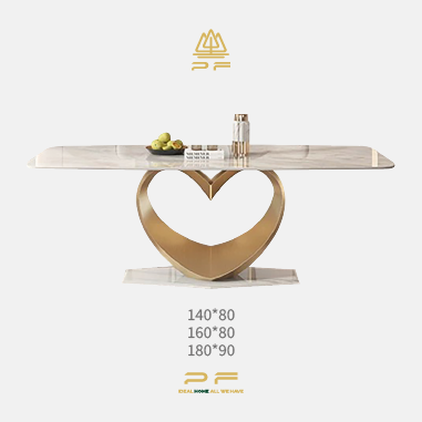 Romantic Heart - Shaped Base Dining Table HNDKDJ with Titanium/Grey Steel - Sintered Stone Top